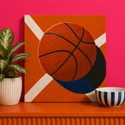 Basketball Bedazzle Kit featuring a modern basketball artwork on a 20x20cm DIY rhinestone art canvas.