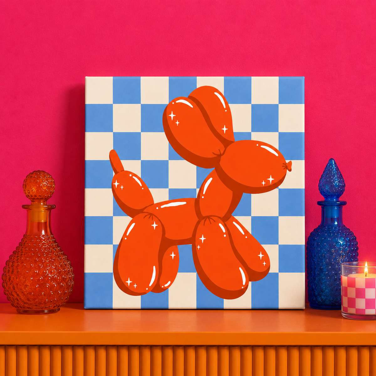Orange Balloon Dog Bedazzle Kit