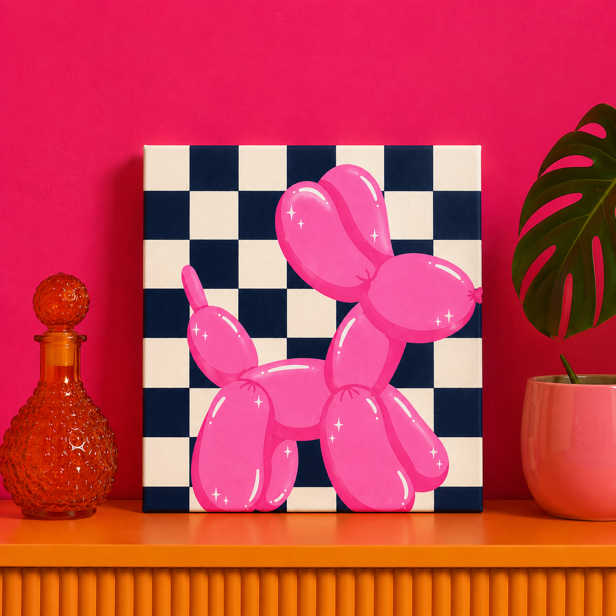 Pink Balloon Dog Bedazzle Kit
