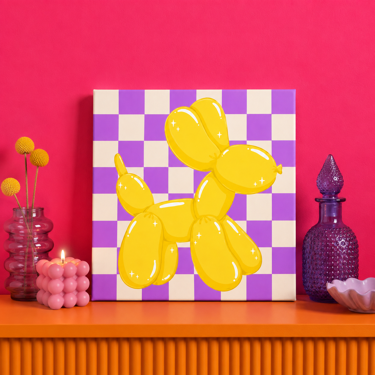 Yellow Balloon Dog Bedazzle Kit